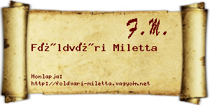 Földvári Miletta névjegykártya